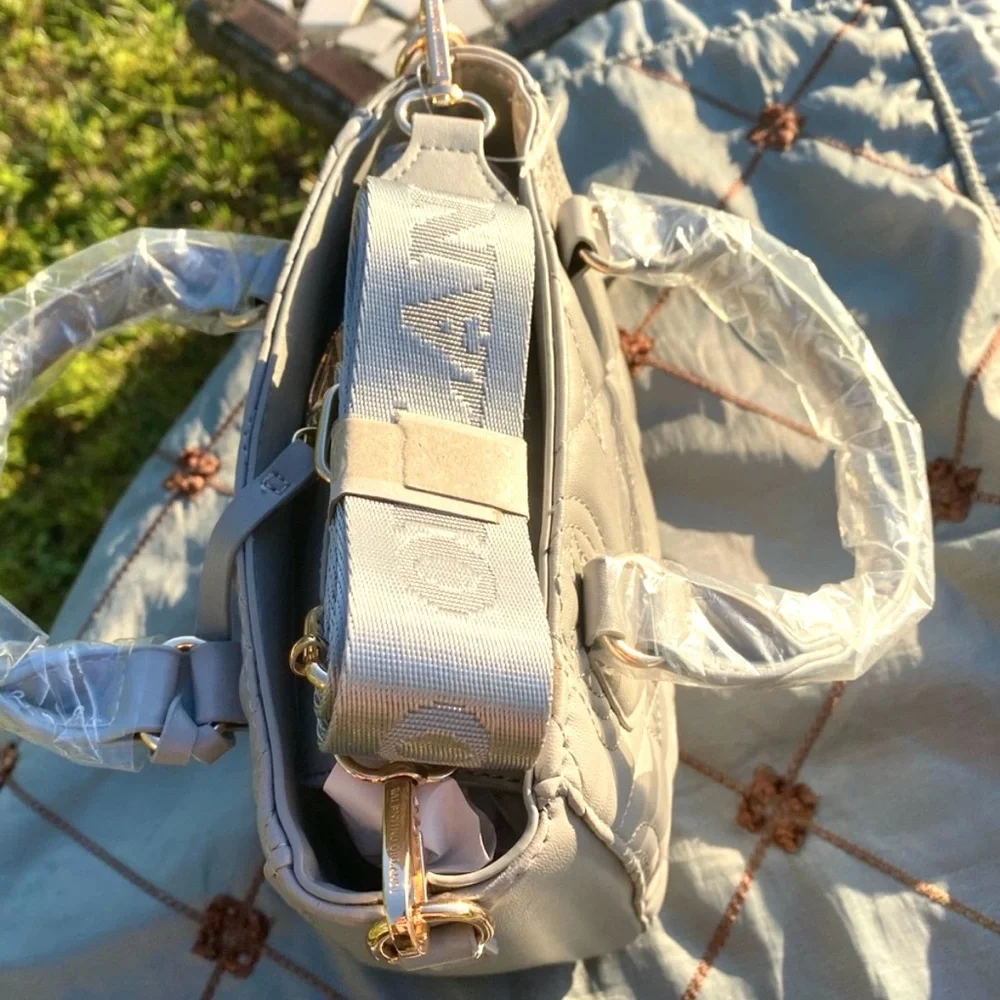 Valentino Orlandi Light Grey Quilted Handbag/Crossbody/Guitar Strap - Picture 2 of 6